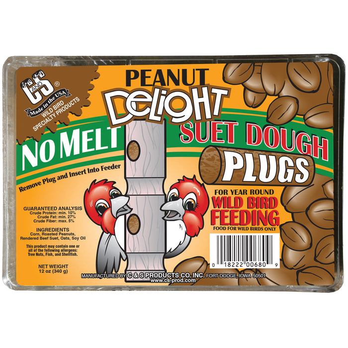 Product image for Peanut Delight No Melt Suet Dough Plugs, 12/pack